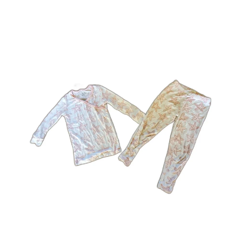 KicKee Kids Pajama Set Star Fish Long Sleeve Bamboo Super Soft 3T GUC